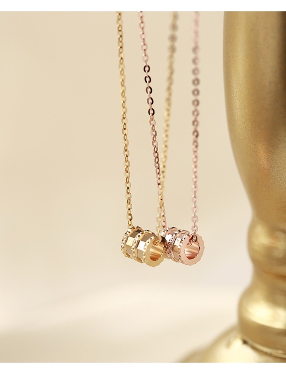 Two-Tone Gold & Rose Gold Interlocking Ring Necklace
